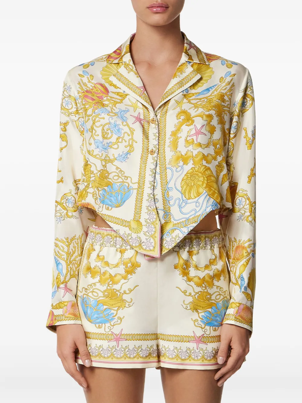 Versace Underwater Barocco Tie-front Shirt
