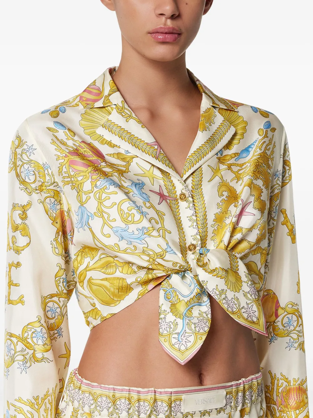 Versace Underwater Barocco Tie-front Shirt