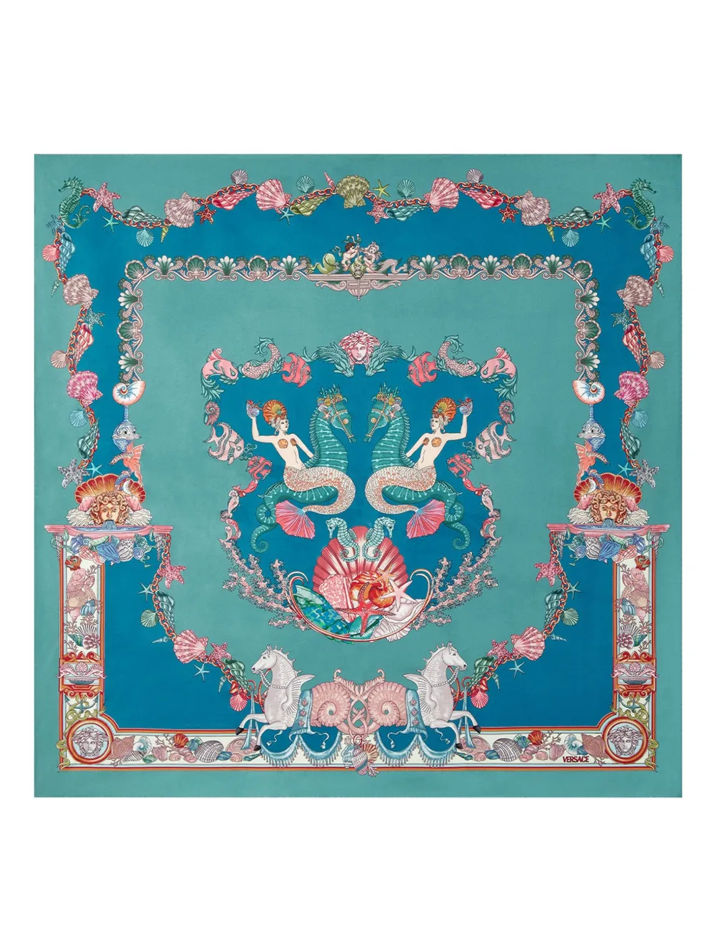 Versace Coral Theatre silk scarf - グリーン Versace Coral Theatre silk scarf - グリーン
