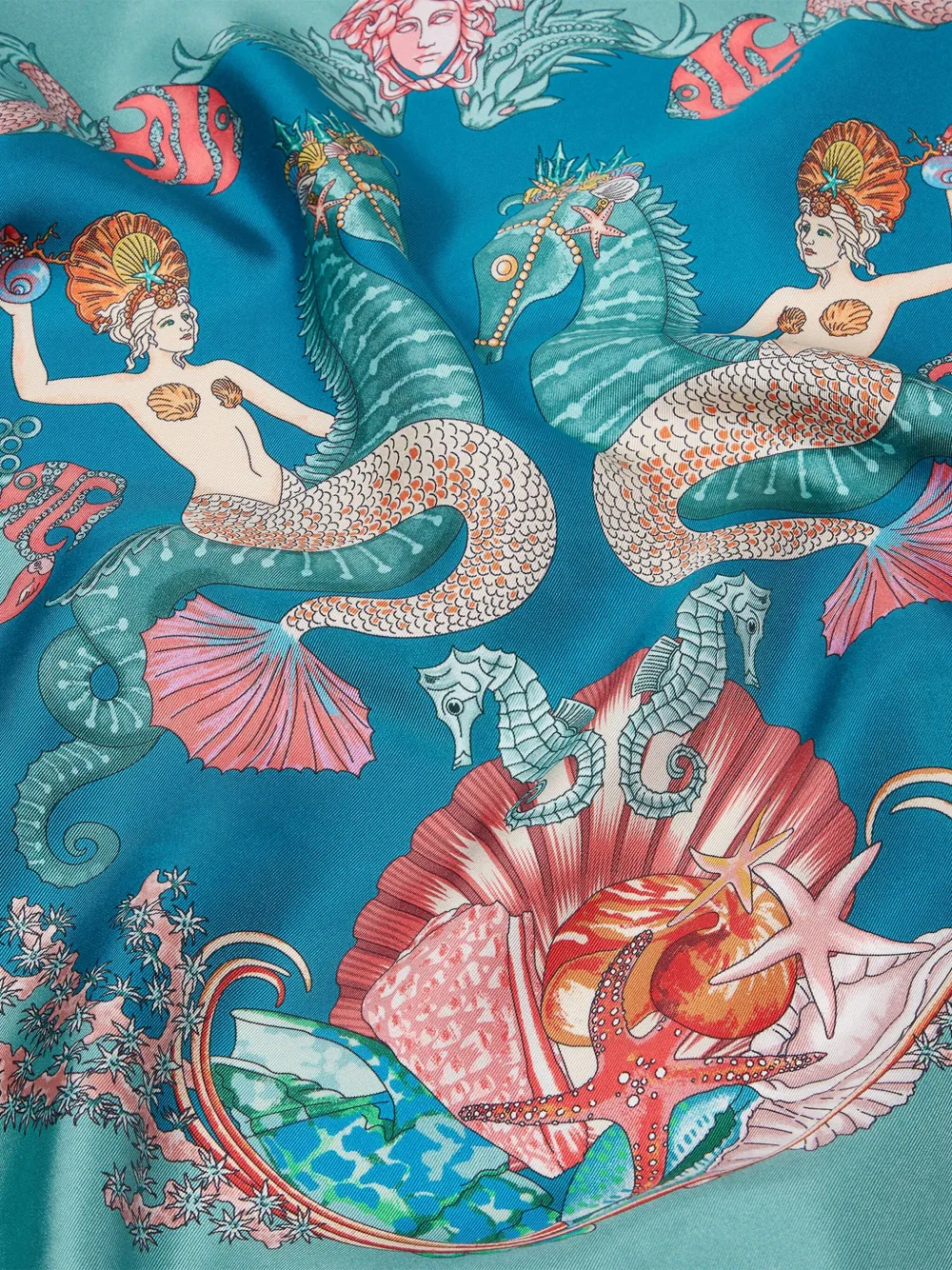Versace Coral Theatre silk scarf - Groen