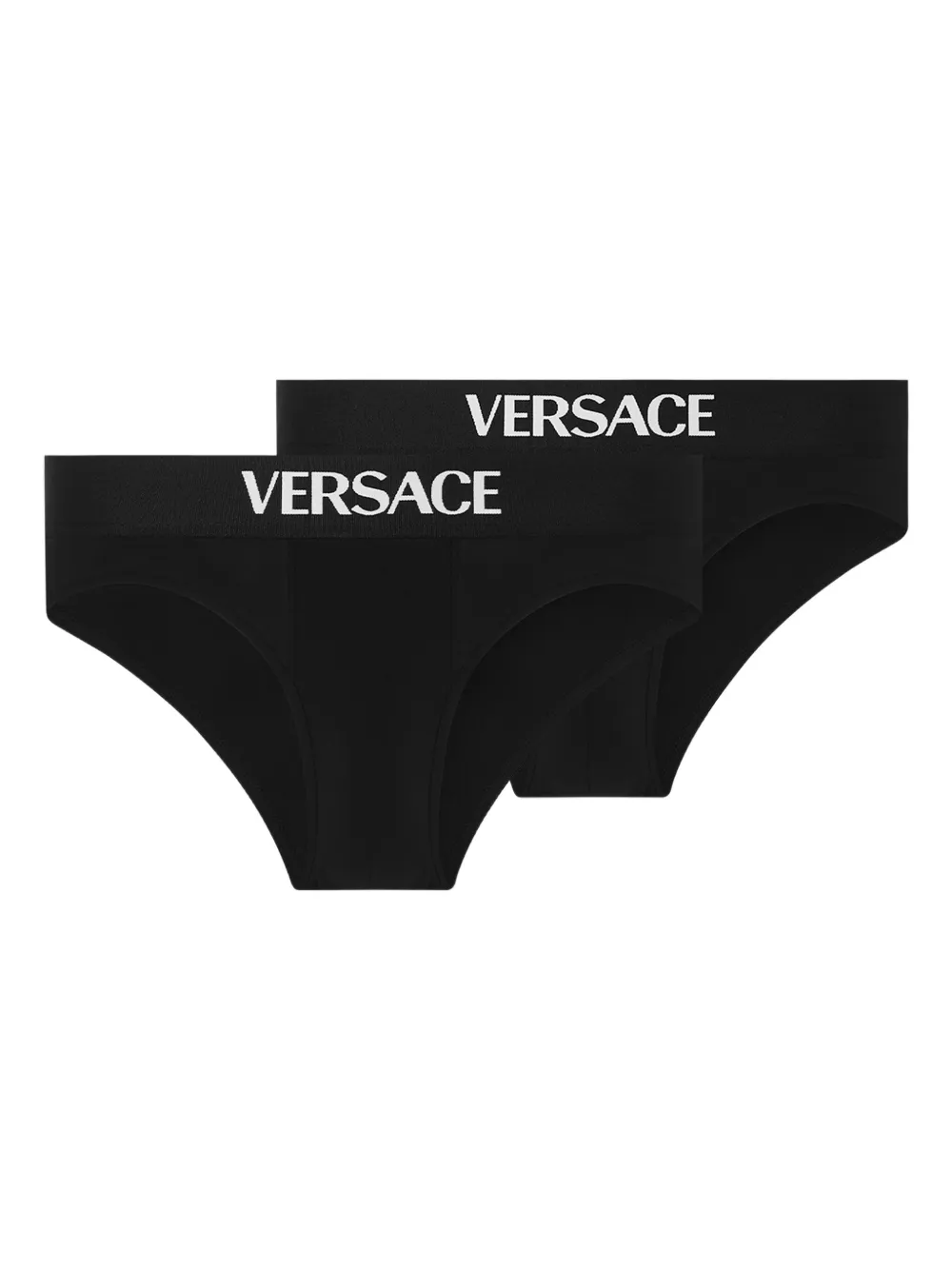 Versace Twee slips verfraaid met logo Zwart