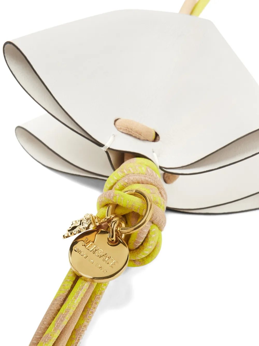 Versace Medusa sleutelhanger met leren kwastje Wit