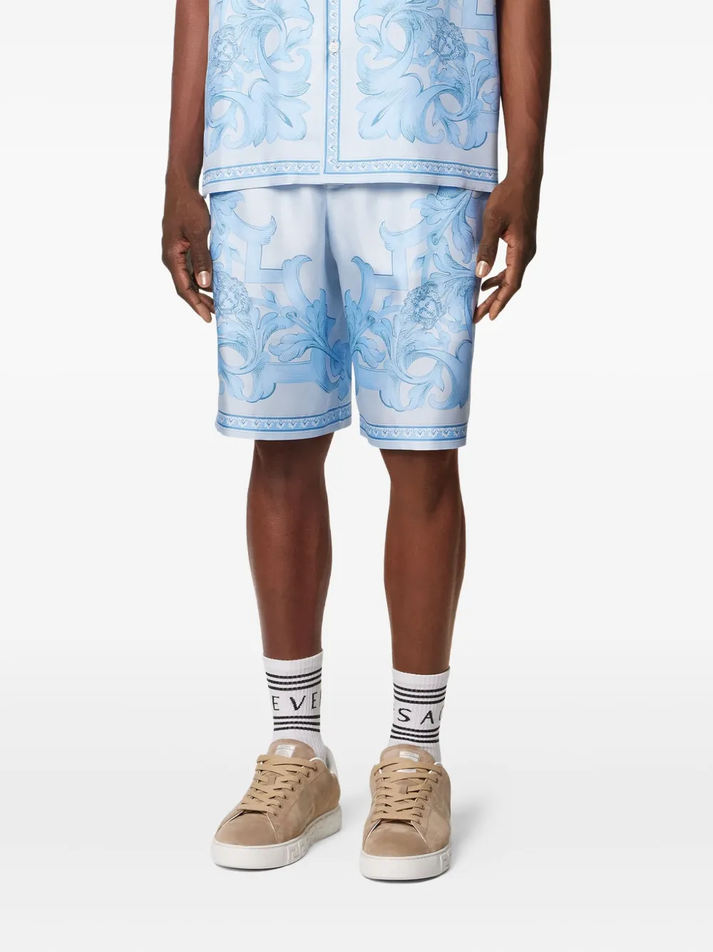 Versace Shorts met Barocco-print Grijs