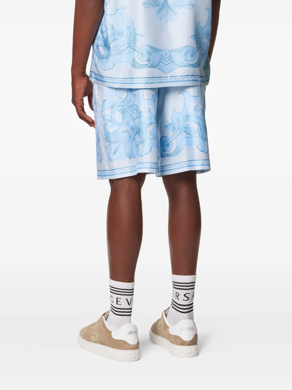 Versace Shorts met Barocco-print Grijs