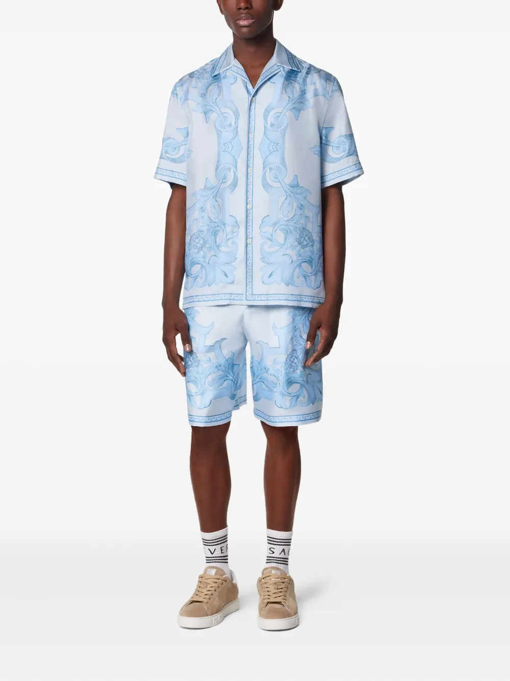 Versace Shorts met Barocco-print - Grijs