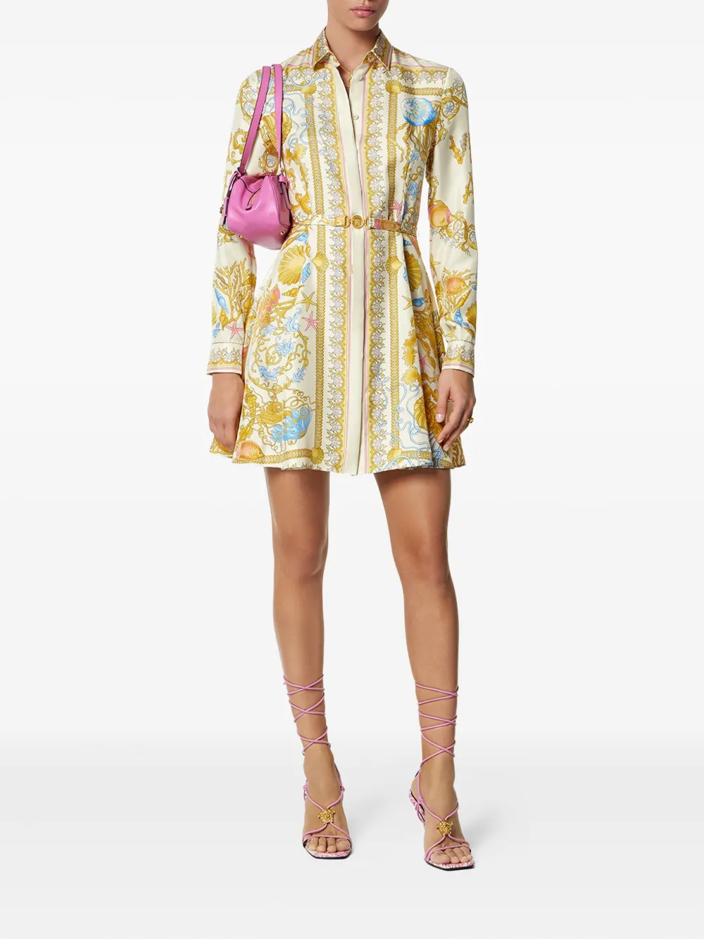 Versace Underwater Barocco zijden midi-blousejurk - Goud