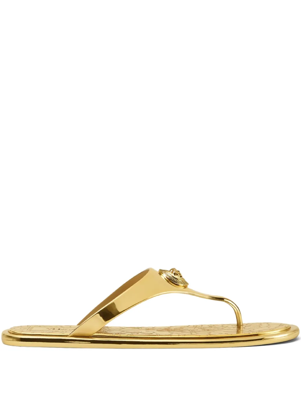 Versace Alia metallic flat sandals Gold