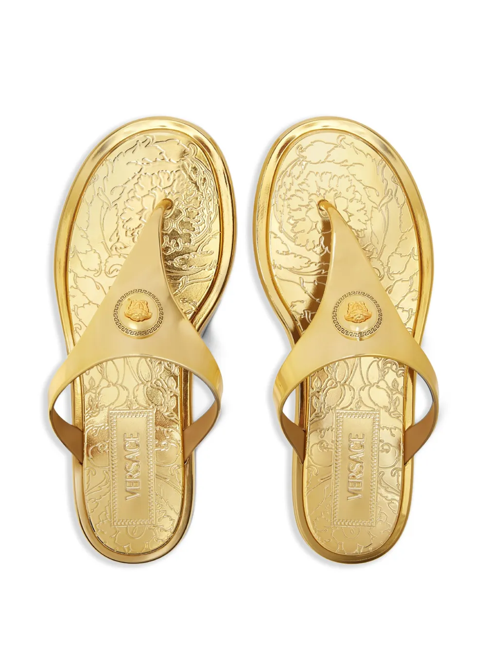 Versace Alia metallic flat sandals Gold
