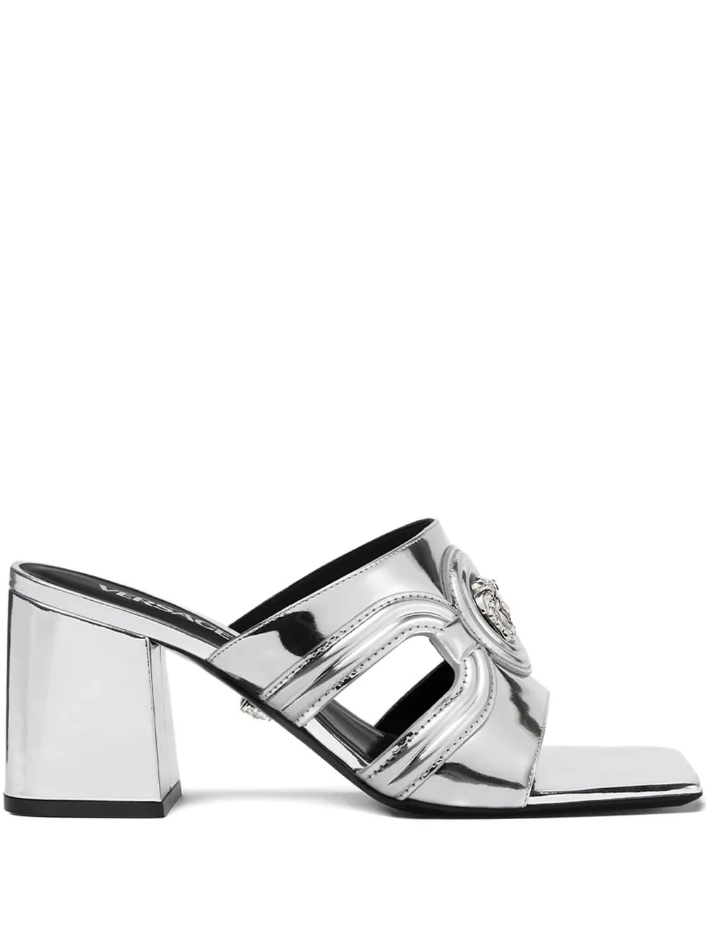 Versace 70mm Medusa '95 metallic mules Silver