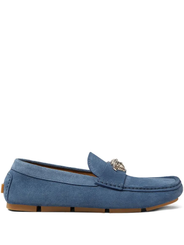 Versace Mocassim La Medusa De Camurça | Azul | FARFETCH BR