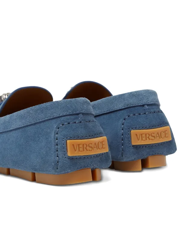 Versace Men\'s Blue Suede Medusa Plaque Driver Loafers Versace La Medusa Suede Loafers | Blue | FARFETCH GE main image 2