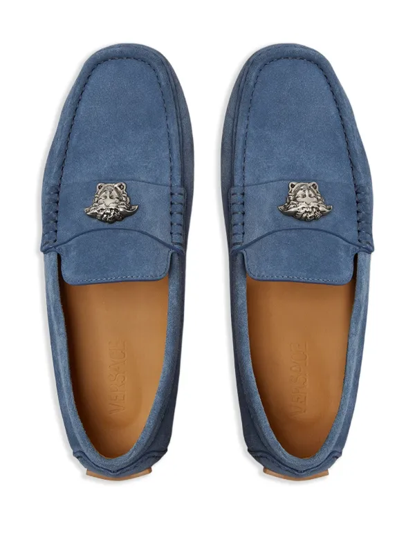Versace Mocassim La Medusa De Camurça | Azul | FARFETCH BR