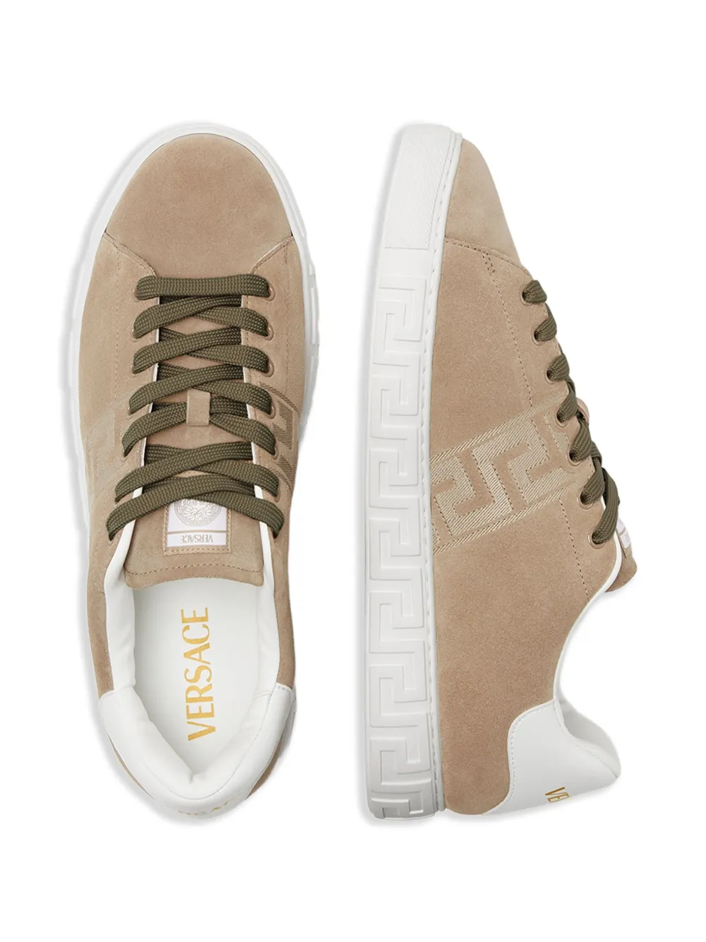 Versace Greca-embroidered sneakers Brown
