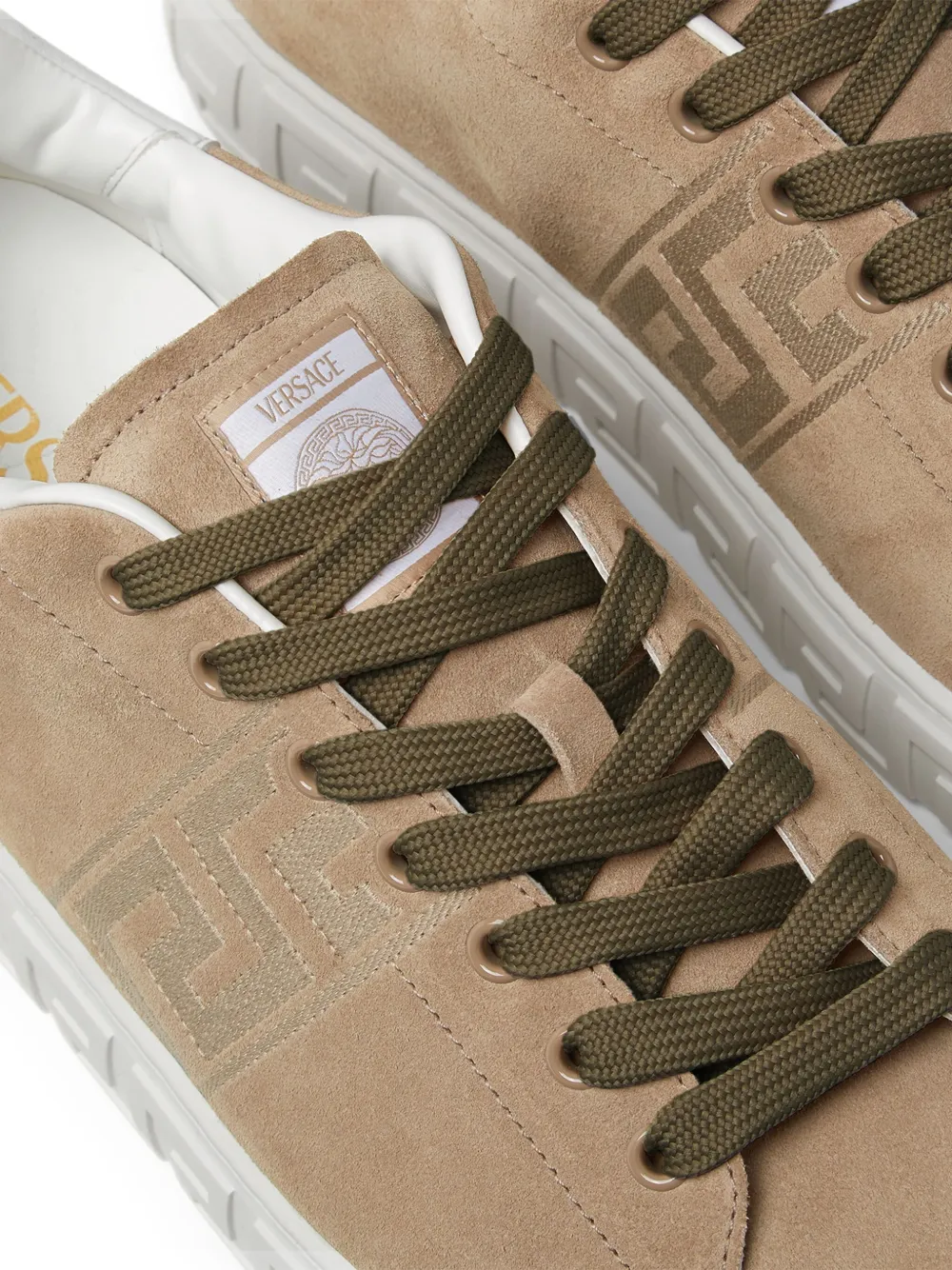 Versace Greca-embroidered sneakers Brown
