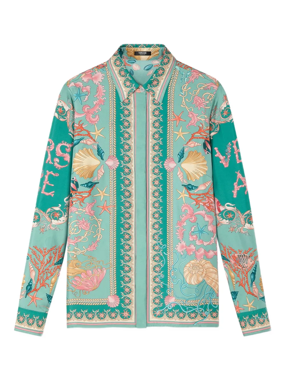 Versace Underwater Barocco button-up blouse Groen