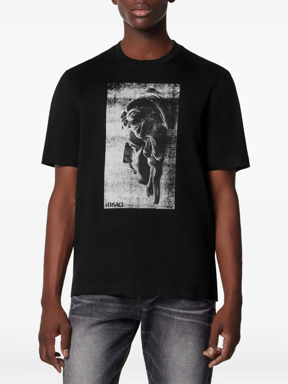 Versace T-shirt met grafische print Zwart