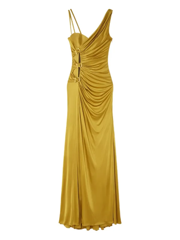 knee length dresses for ladies Versace Contrast-Collar Silk Cady Bustier Gown, female, Black, 42 main image 1