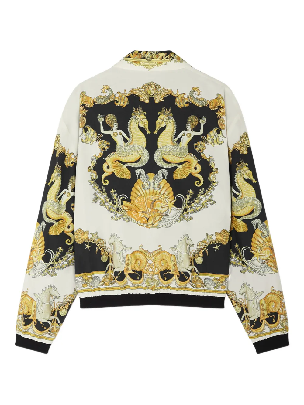 Versace Sea-horse Print Zip-front Jacket In Multi