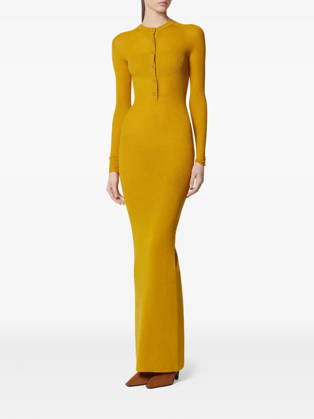 Versace Ribgebreide jurk - Geel