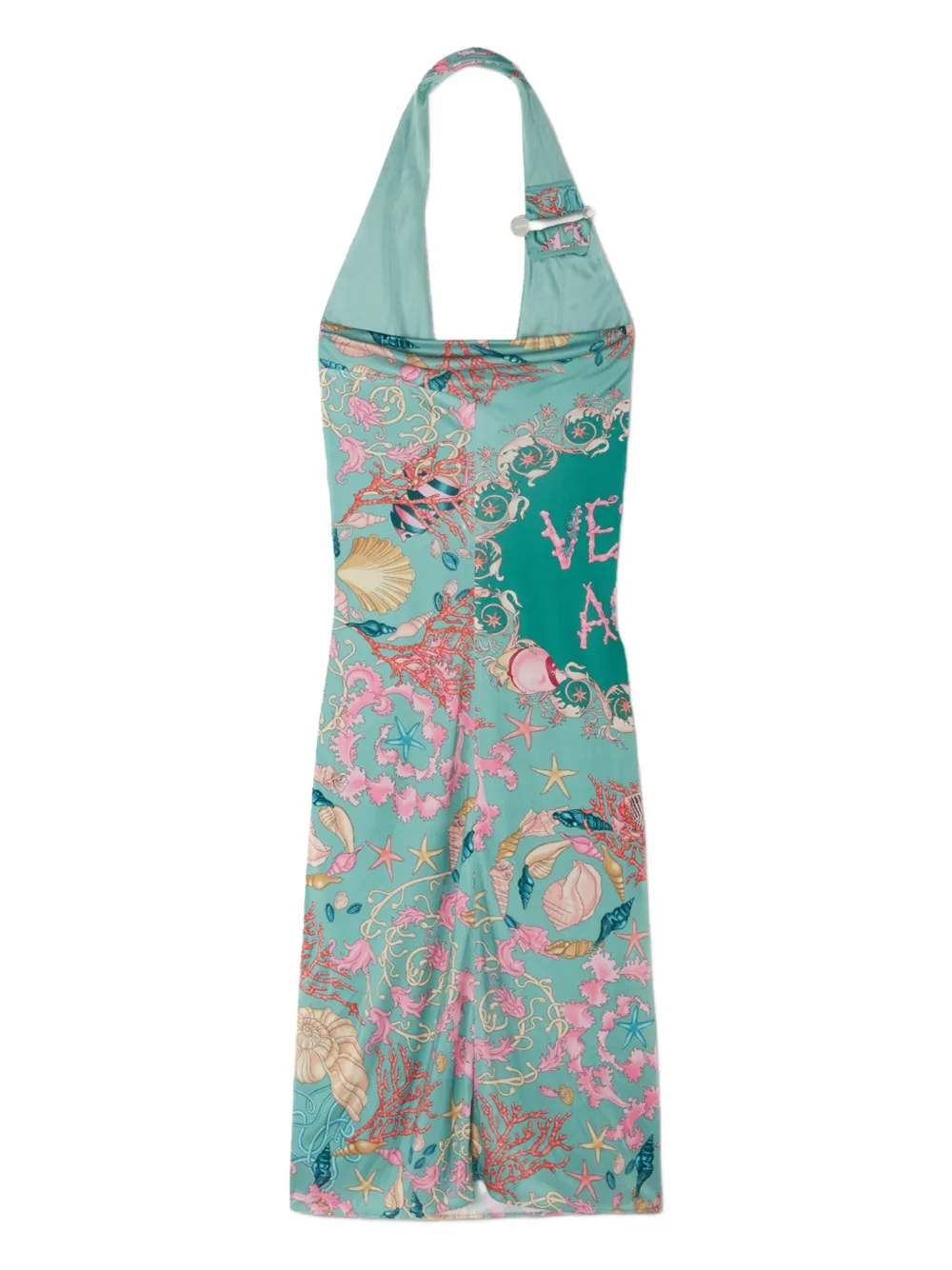 Versace seashell-print halter-neck midi dress - Groen