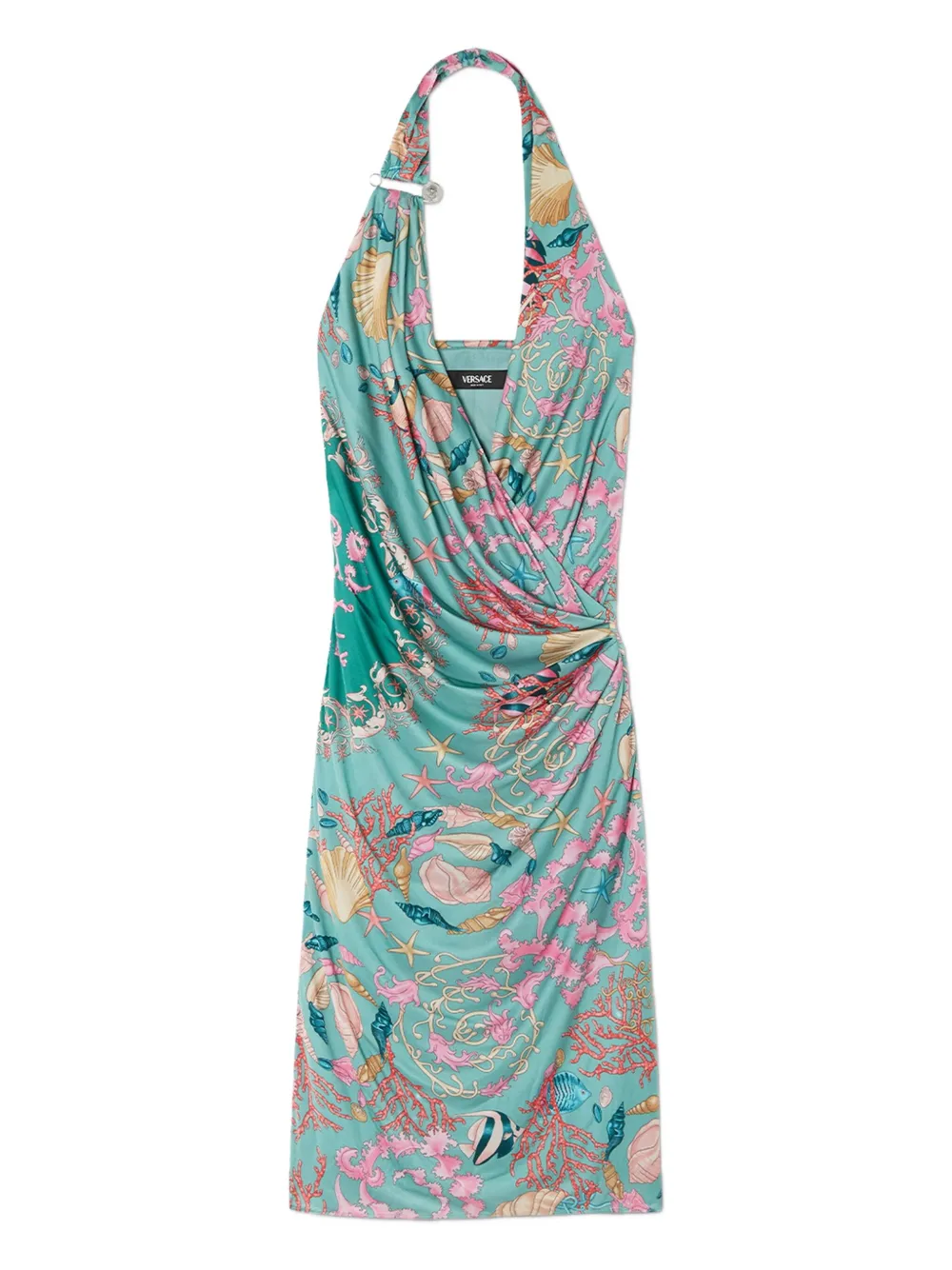 Versace seashell-print halter-neck midi dress | Green | Image 1