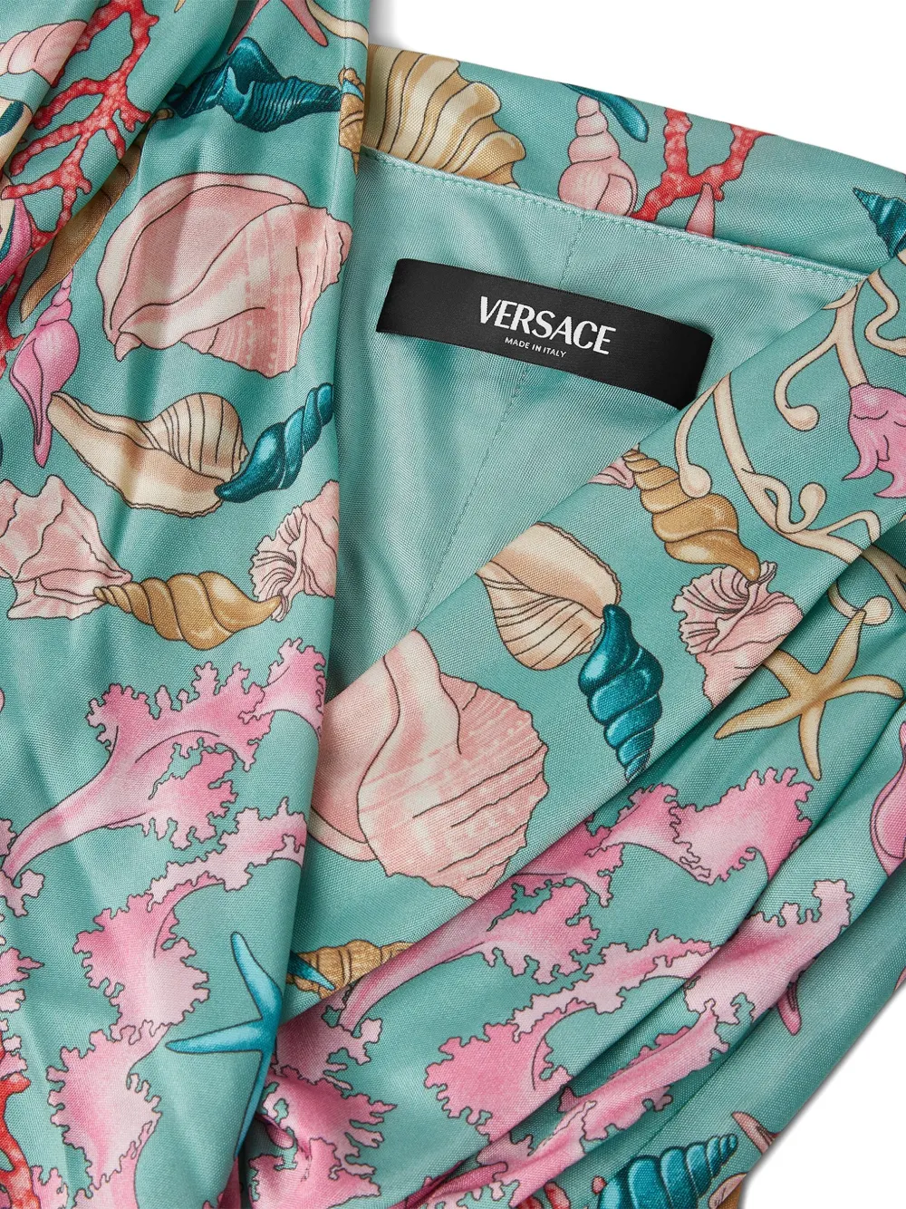Versace Midi-jurk met halternek en schelpenprint Groen