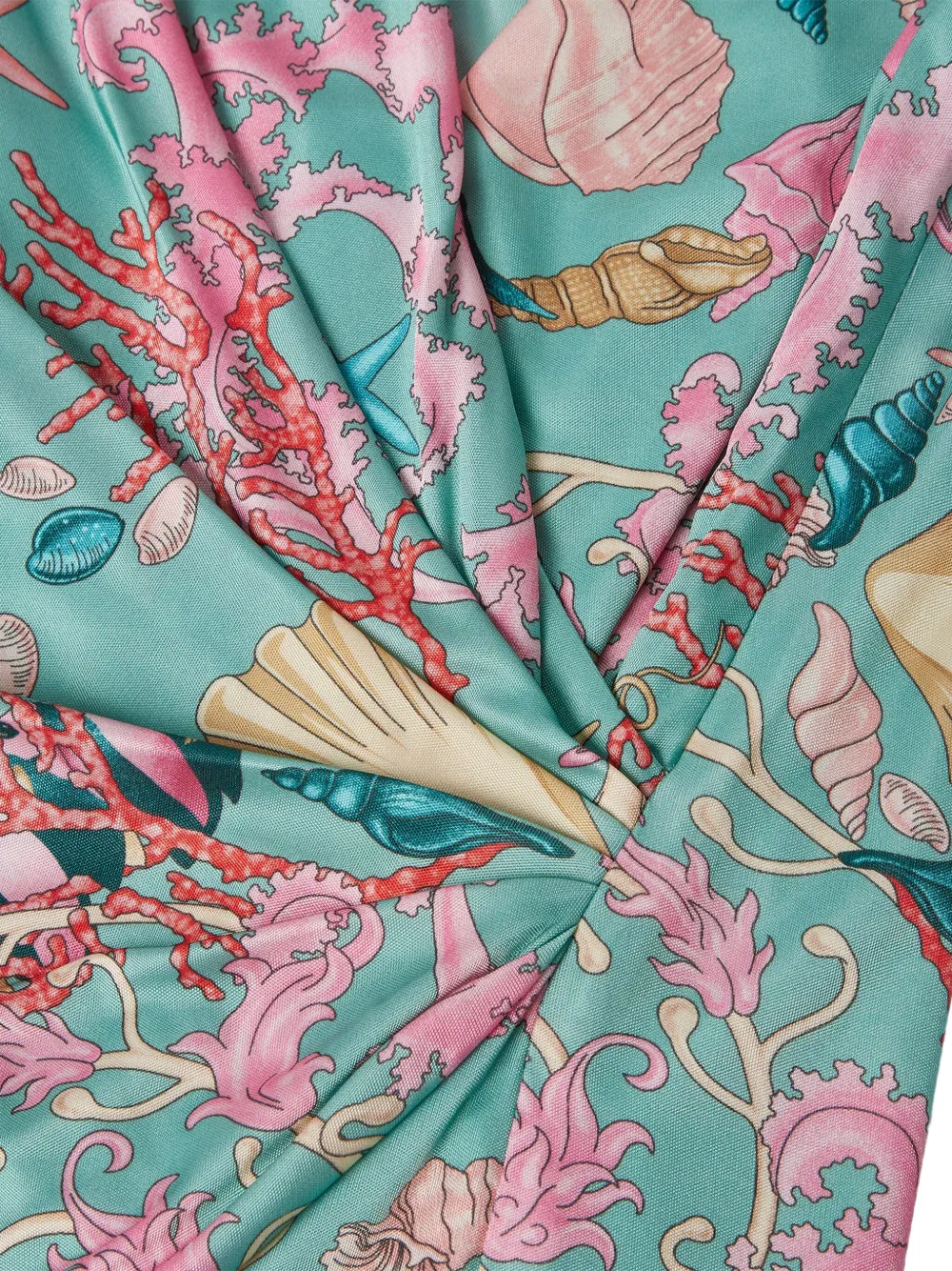 Versace Midi-jurk met halternek en schelpenprint Groen