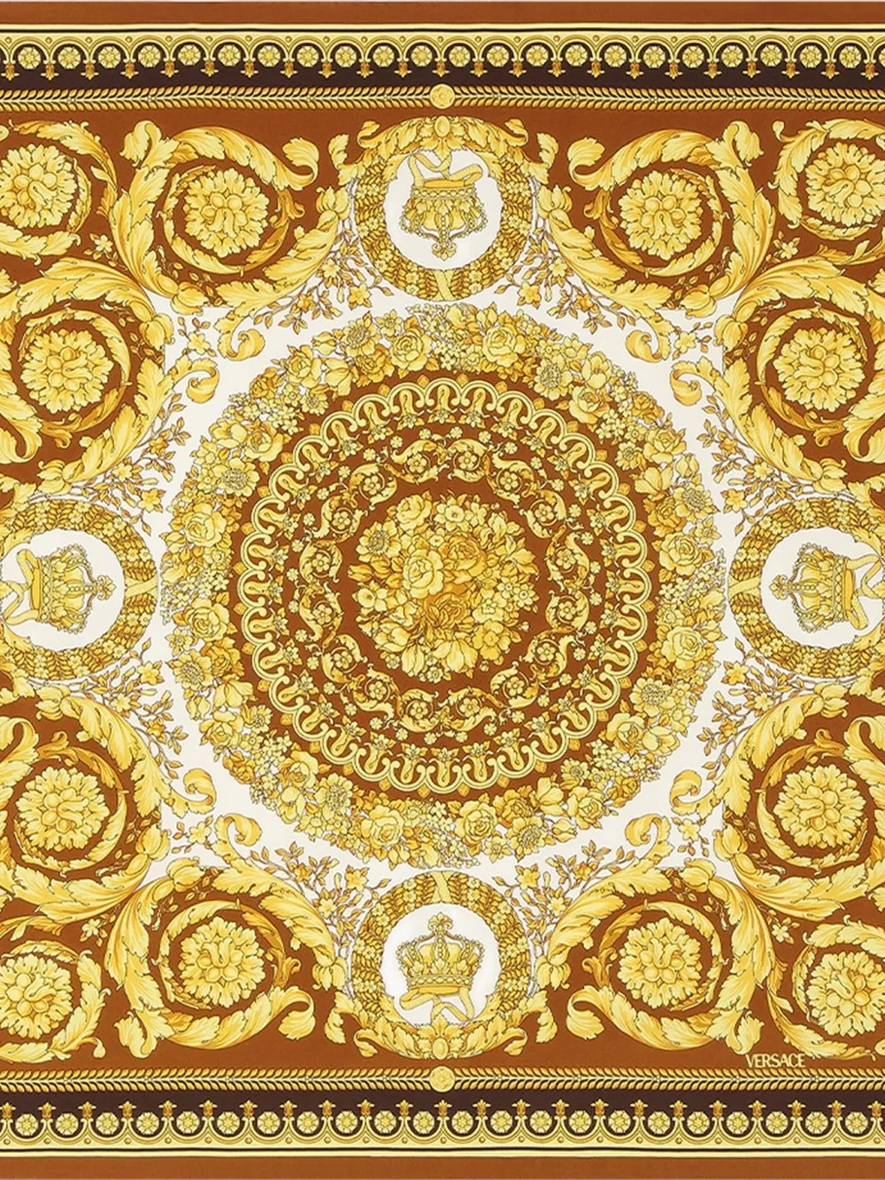 Versace Barocco-print silk scarf - イエロー Versace Barocco-print silk scarf - イエロー