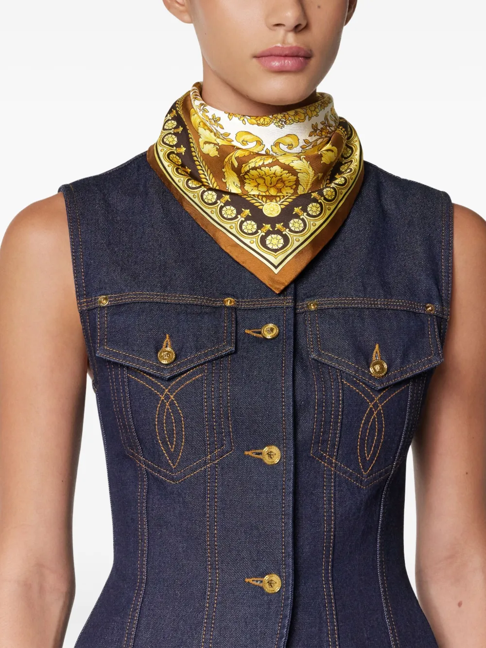 Versace Sjaal met Barocco-print Geel