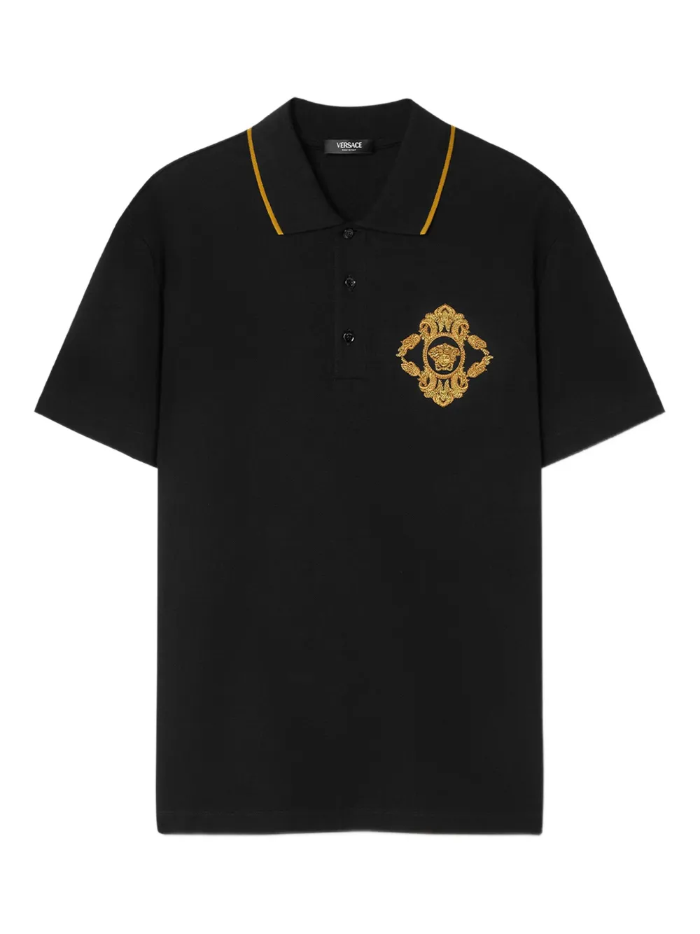 Versace Architectural Baroque-embroidered polo shirt | Black | Image 1