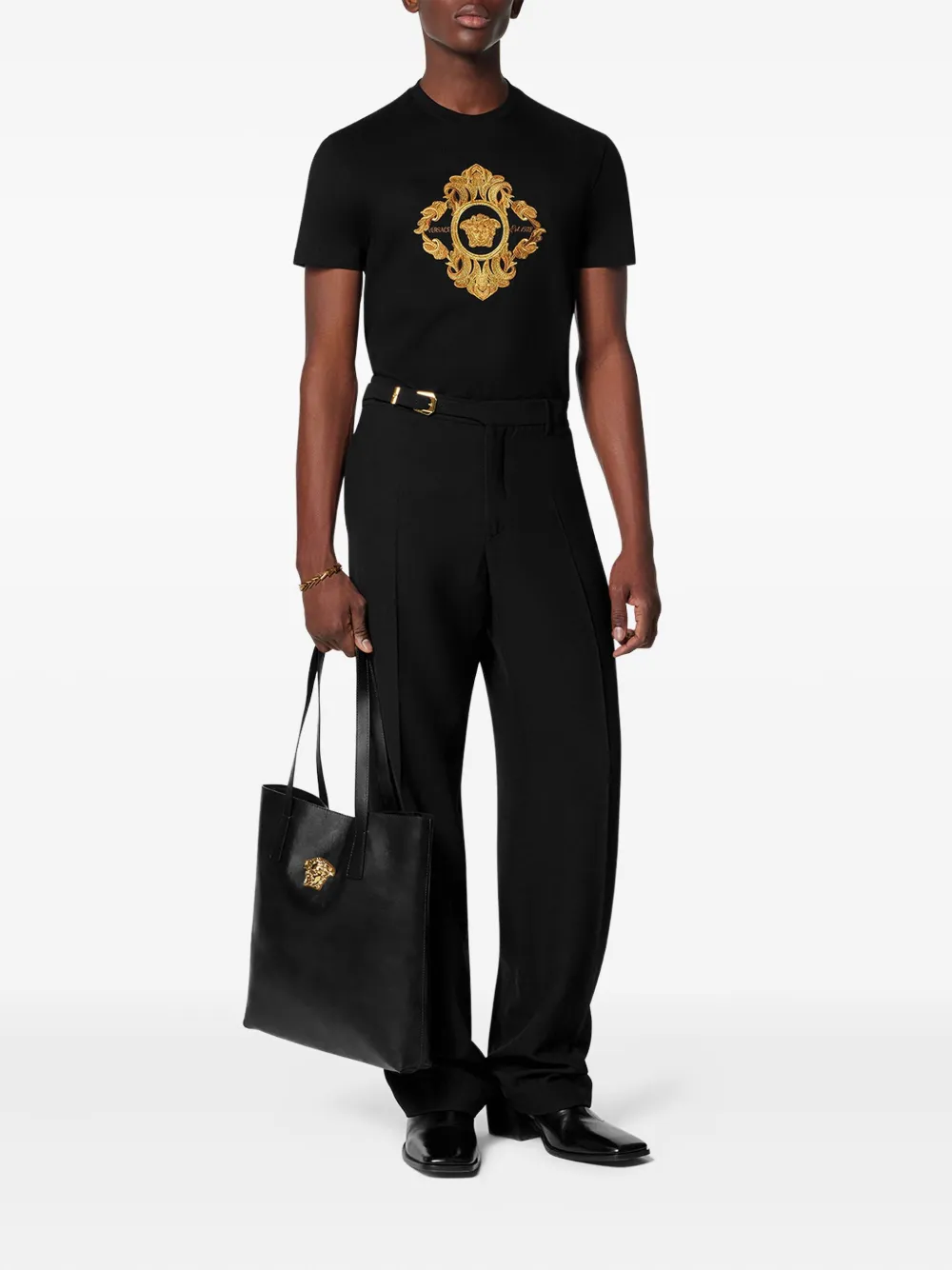 Versace Architectural Baroque T-shirt met borduurwerk - Zwart
