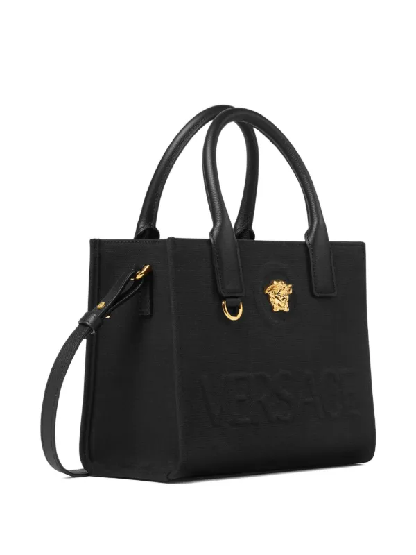 Versace La Medusa Mini Canvas Tote | Black | FARFETCH