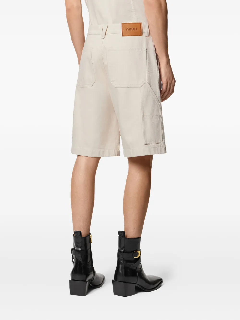 Versace Medusa Biggie denim cargo shorts Beige