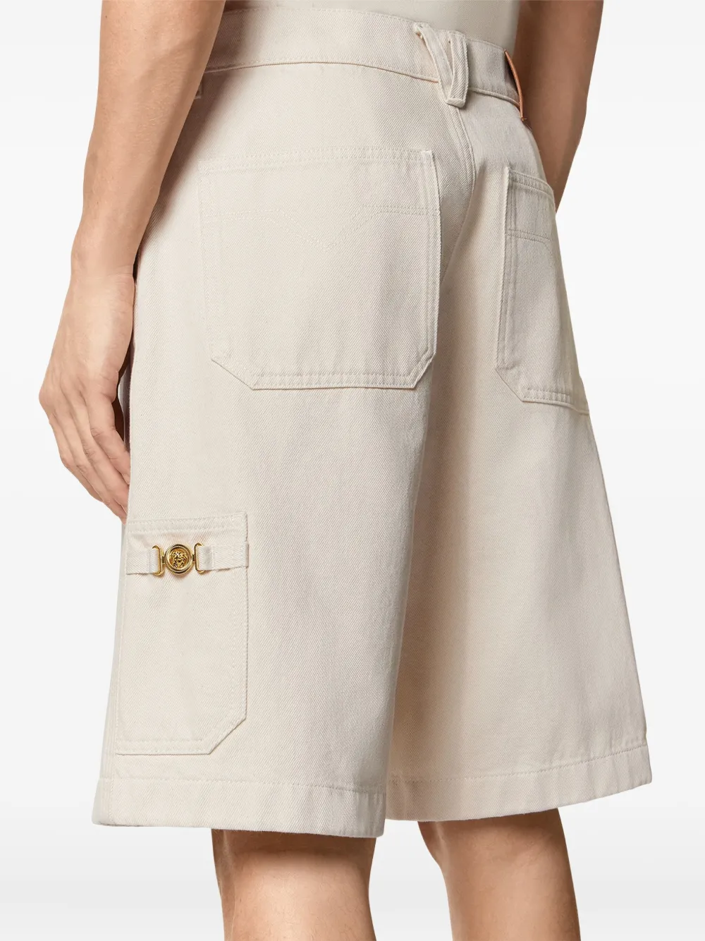 Versace Medusa Biggie denim cargo shorts Beige