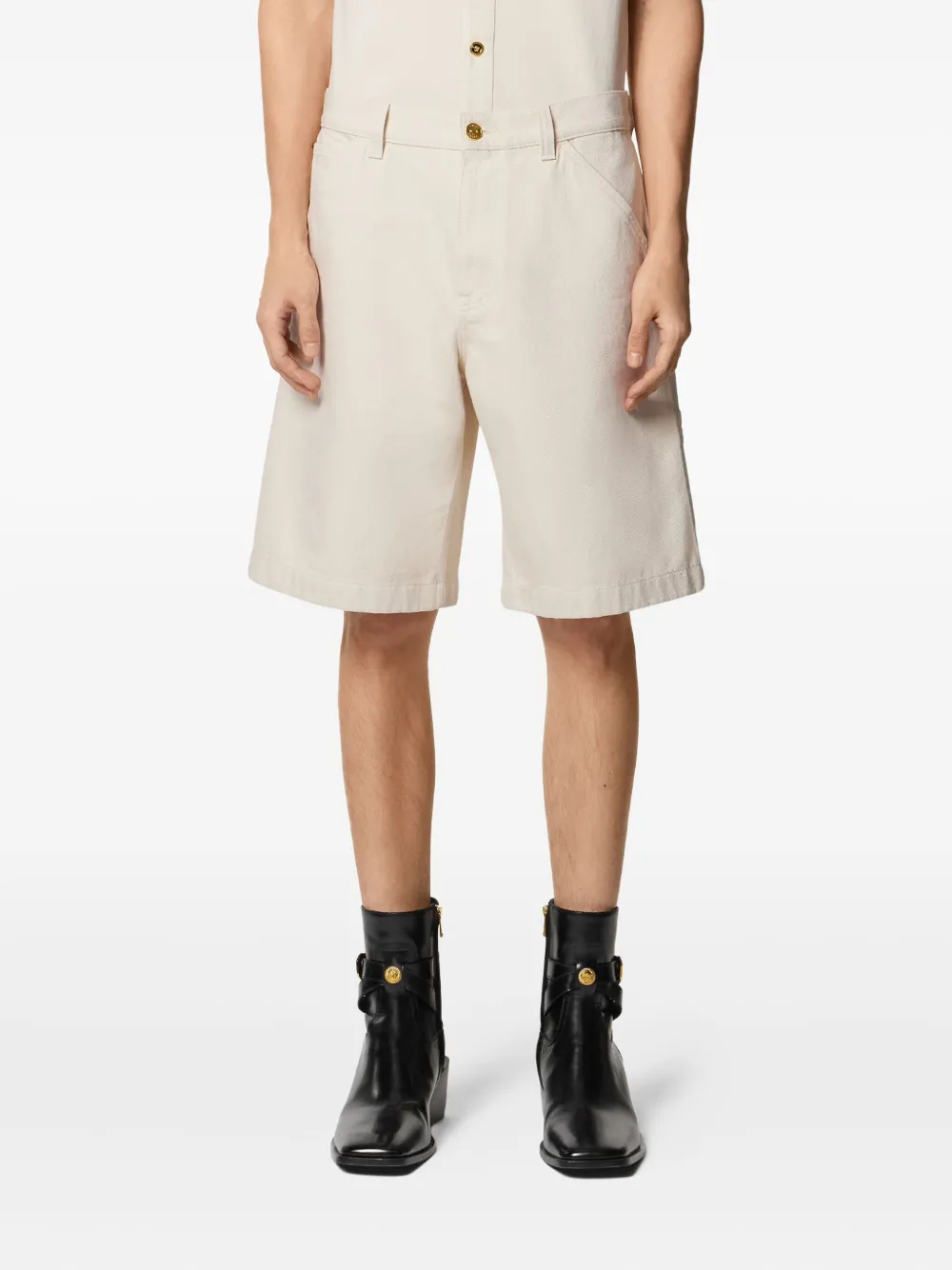 Versace Medusa Biggie denim cargo shorts Beige