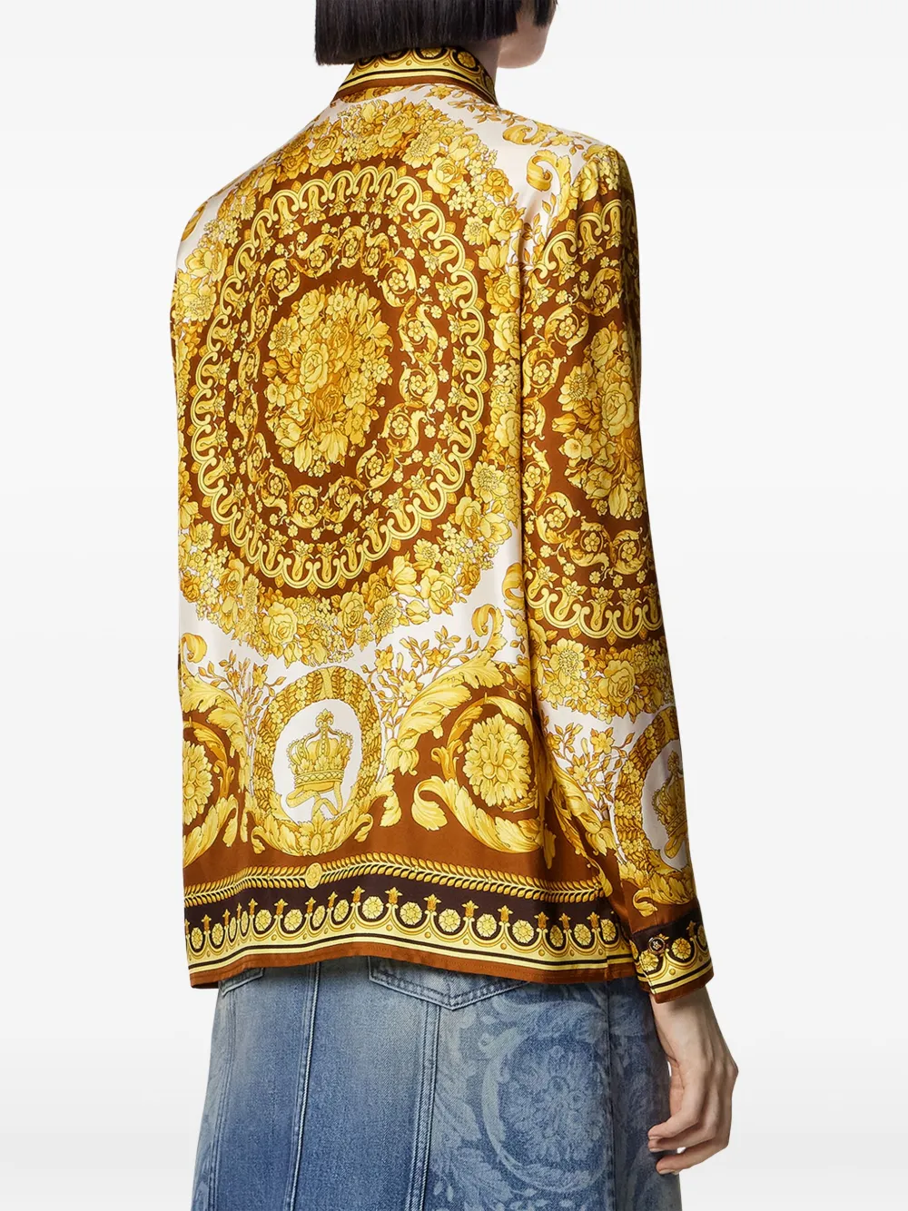 Versace Button-up blouse met Barocco-print Geel