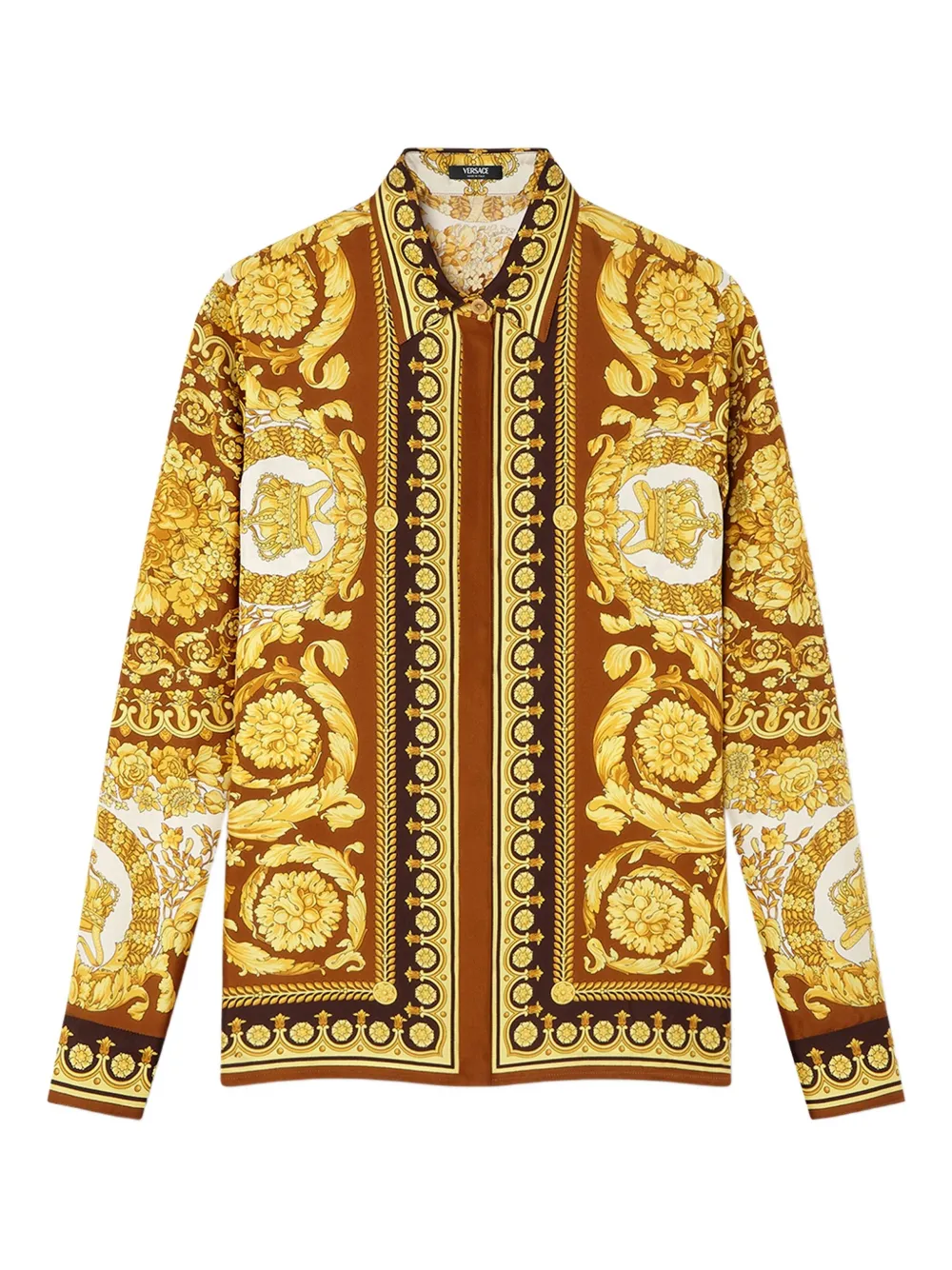 Versace Button-up blouse met Barocco-print Geel
