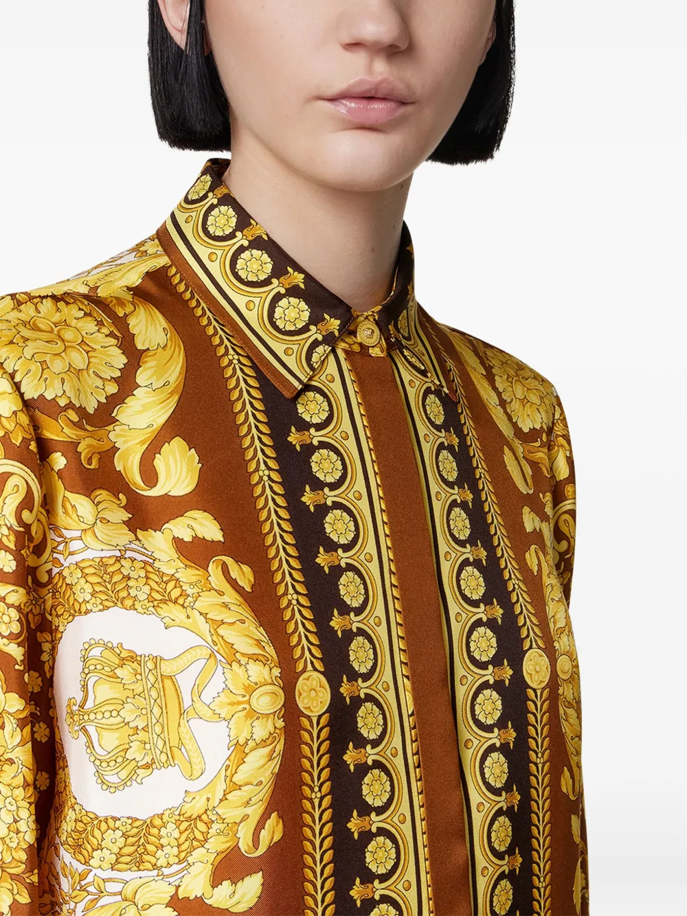 Versace Button-up blouse met Barocco-print Geel