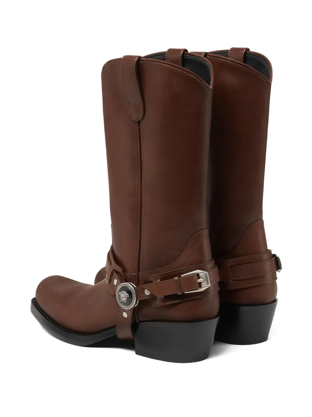 Versace leather cowboy boots Brown