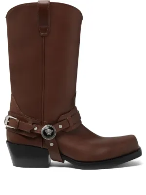 Miu Miu buckle-detail Leather Boots | Brown | FARFETCH CA