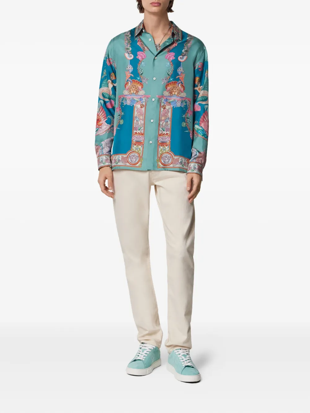 Versace Coral Theatre zijden overhemd - Groen