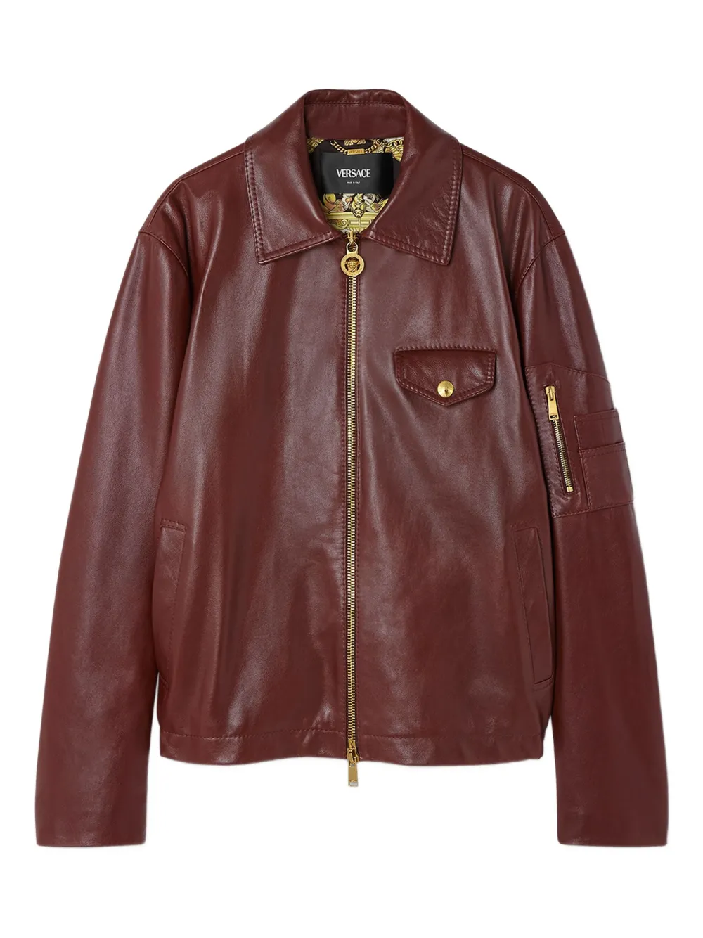 Versace Leren bikerjack Bruin