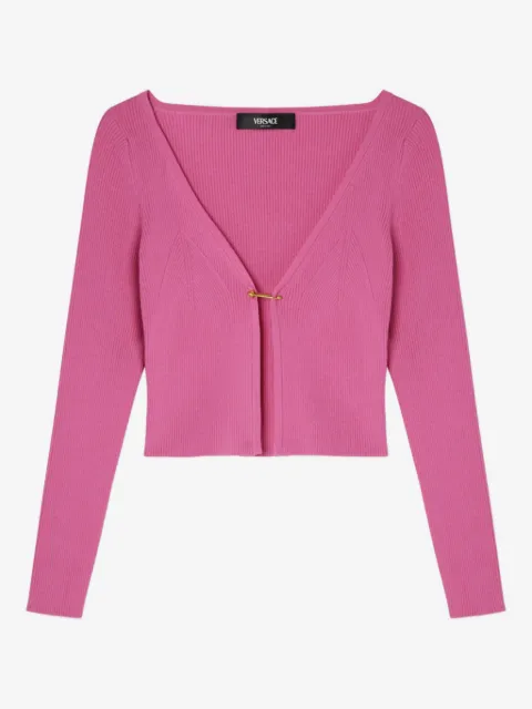 Versace Safety Pin ribbed-knit cardigan