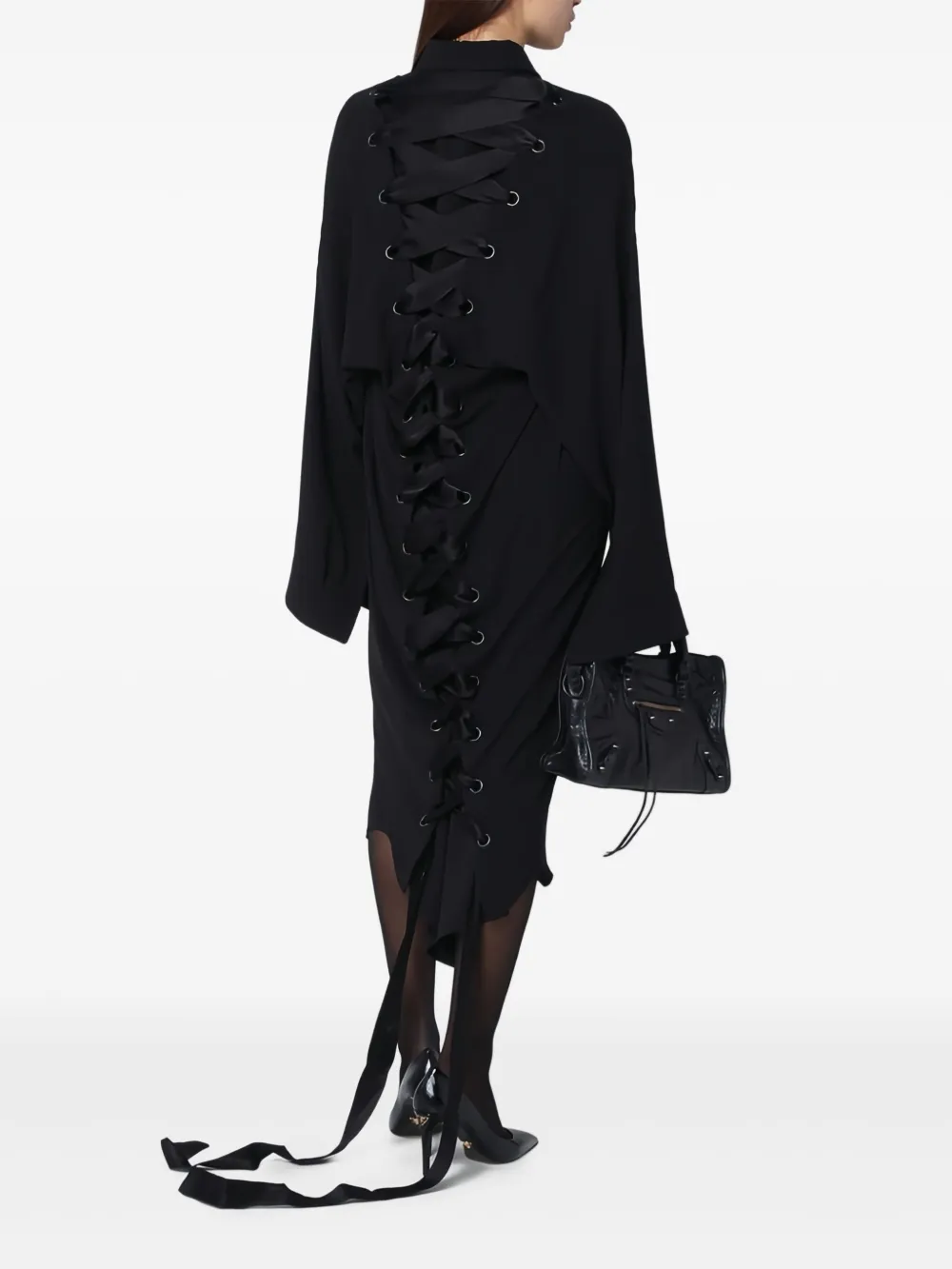 Balenciaga Jurk met veters Zwart