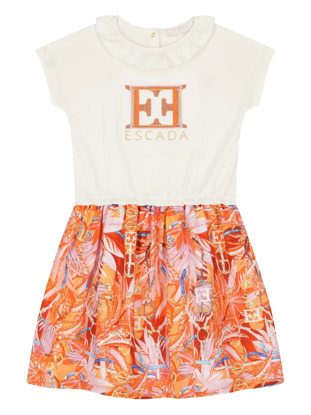 ESCADA FLORAL-PRINT RUFFLE-COLLAR DRESS