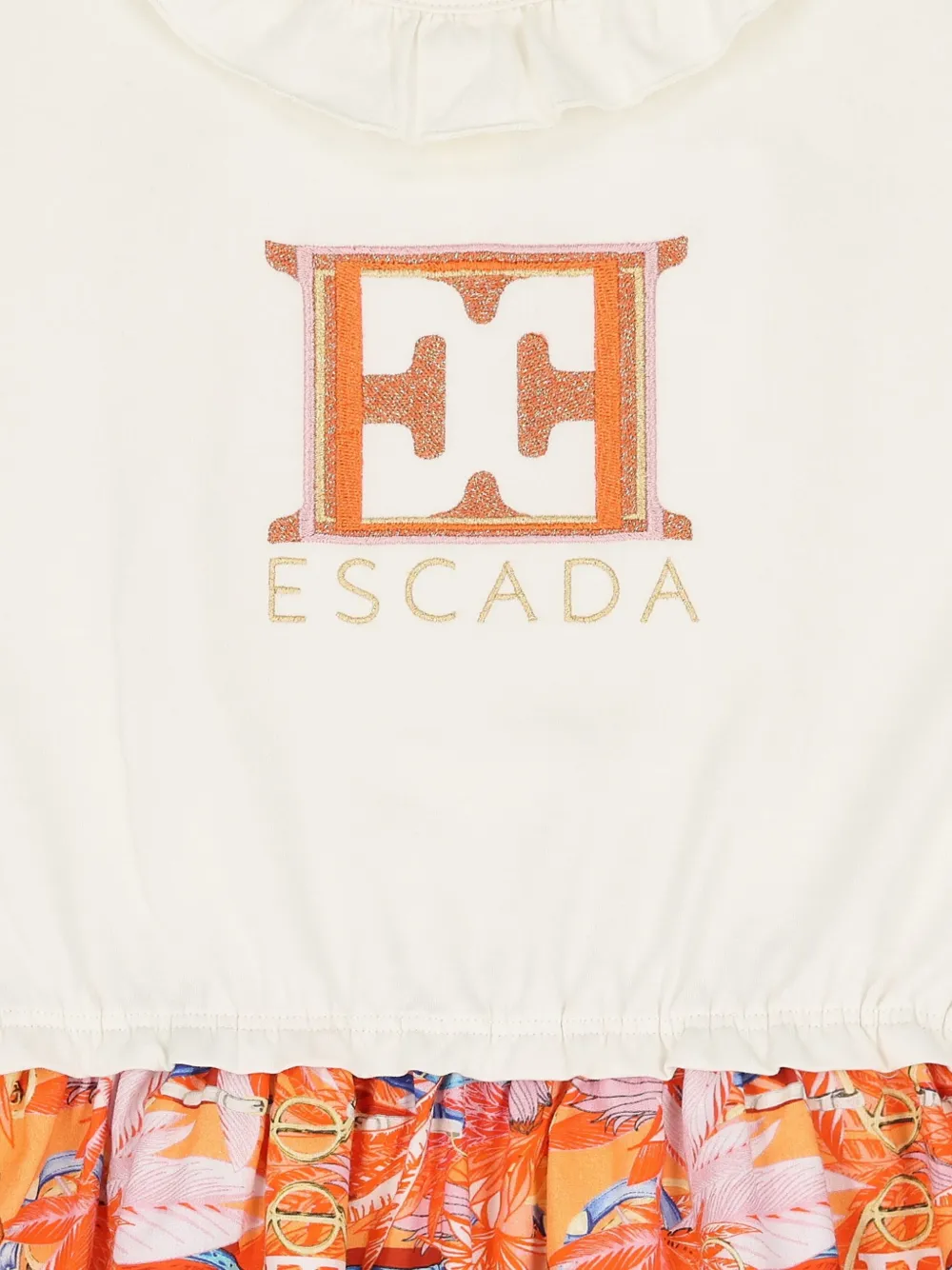 ESCADA FLORAL-PRINT RUFFLE-COLLAR DRESS
