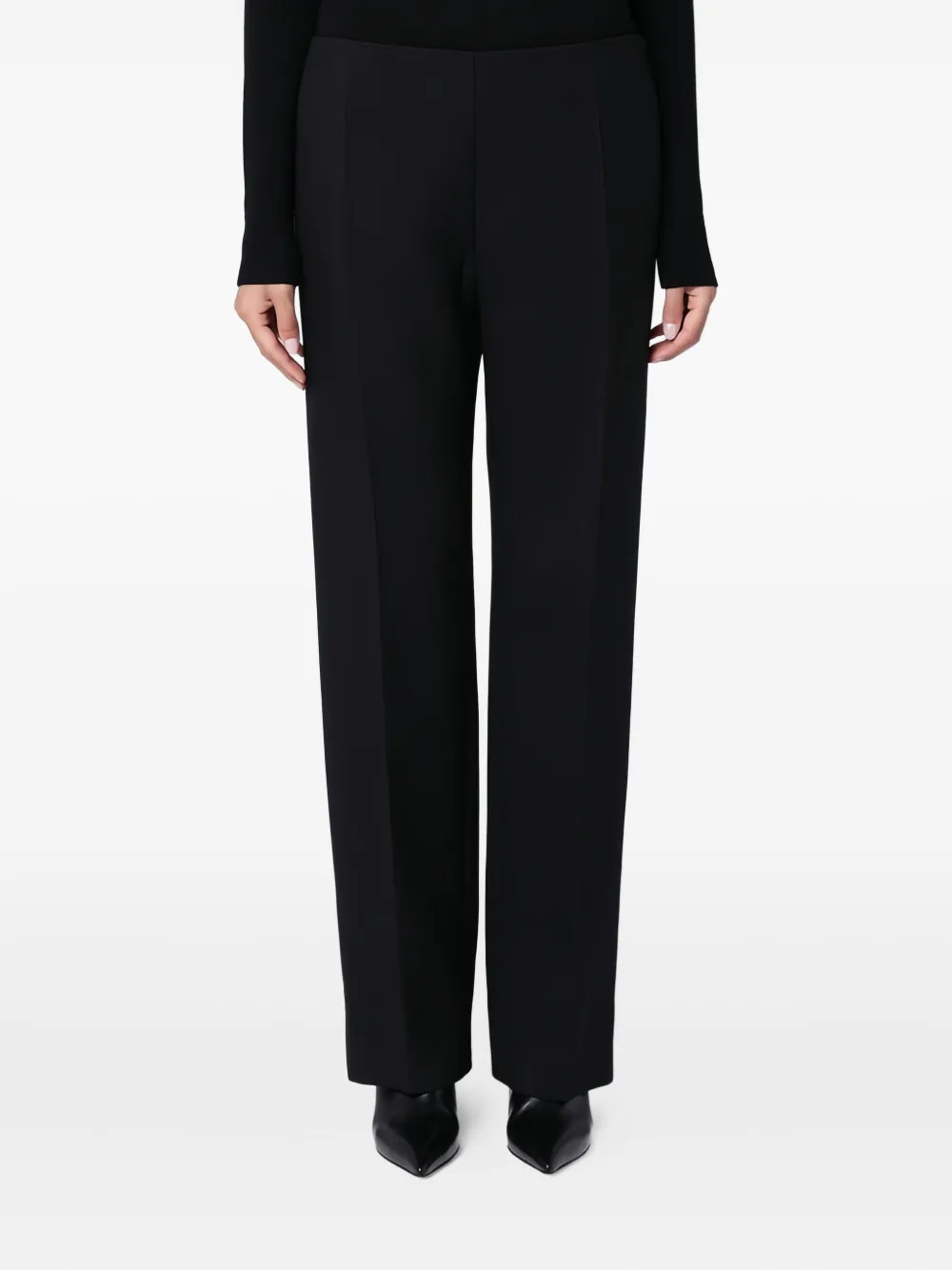The Row straight-leg wool-silk trousers Zwart