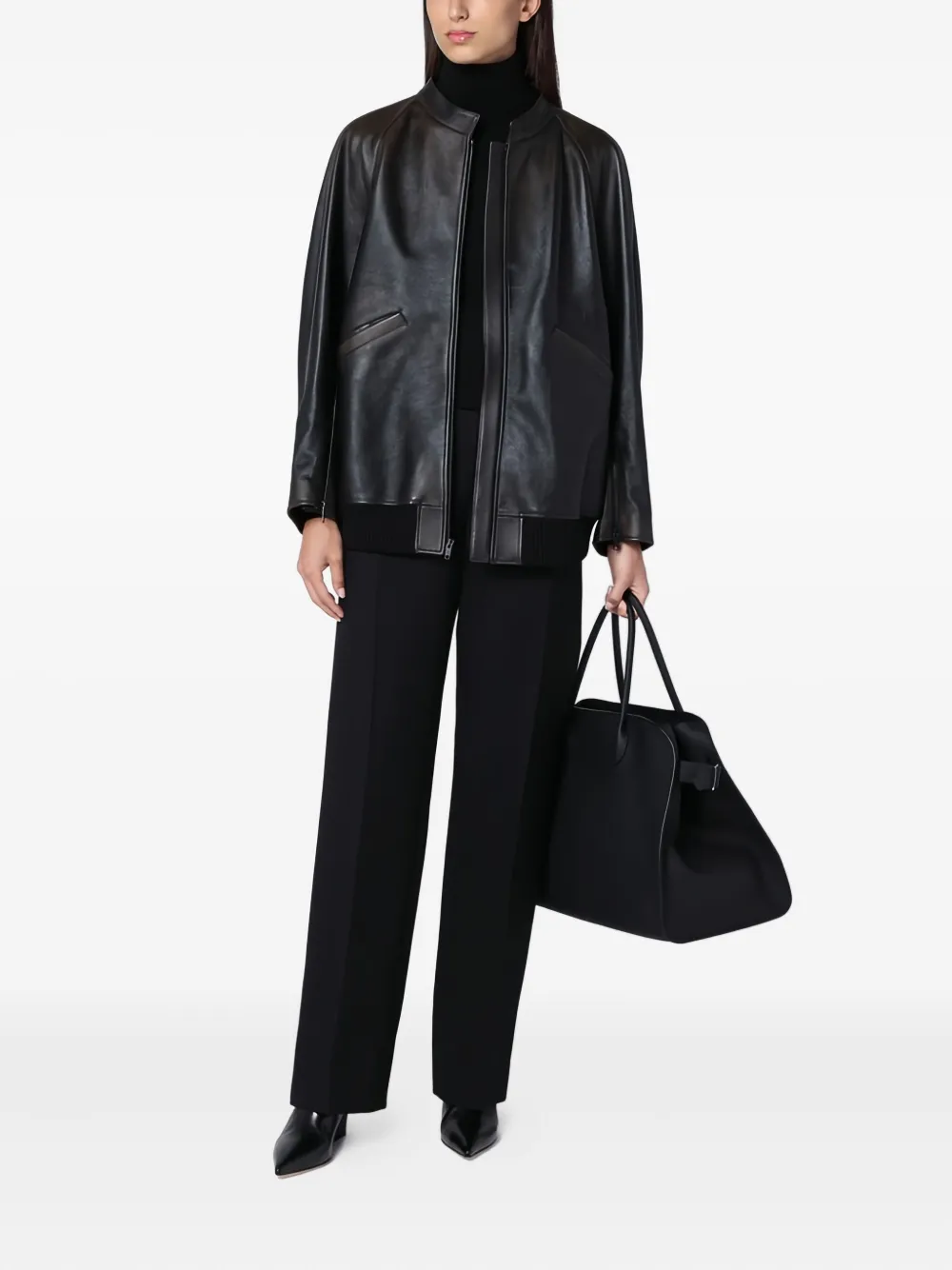 The Row straight-leg wool-silk trousers Zwart