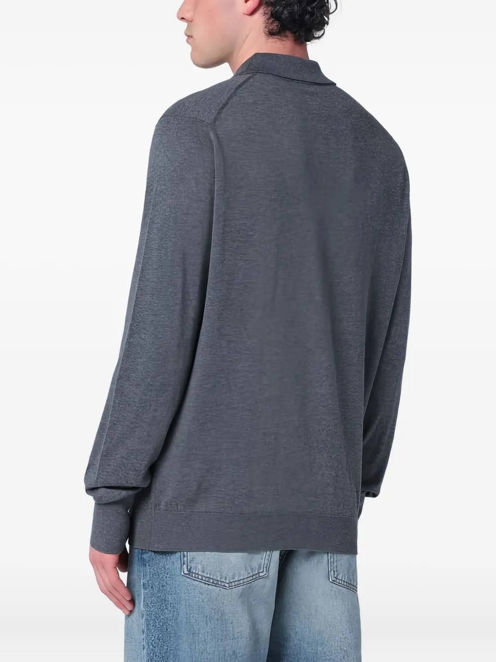 John Smedley Poloshirt met lange mouwen Grijs
