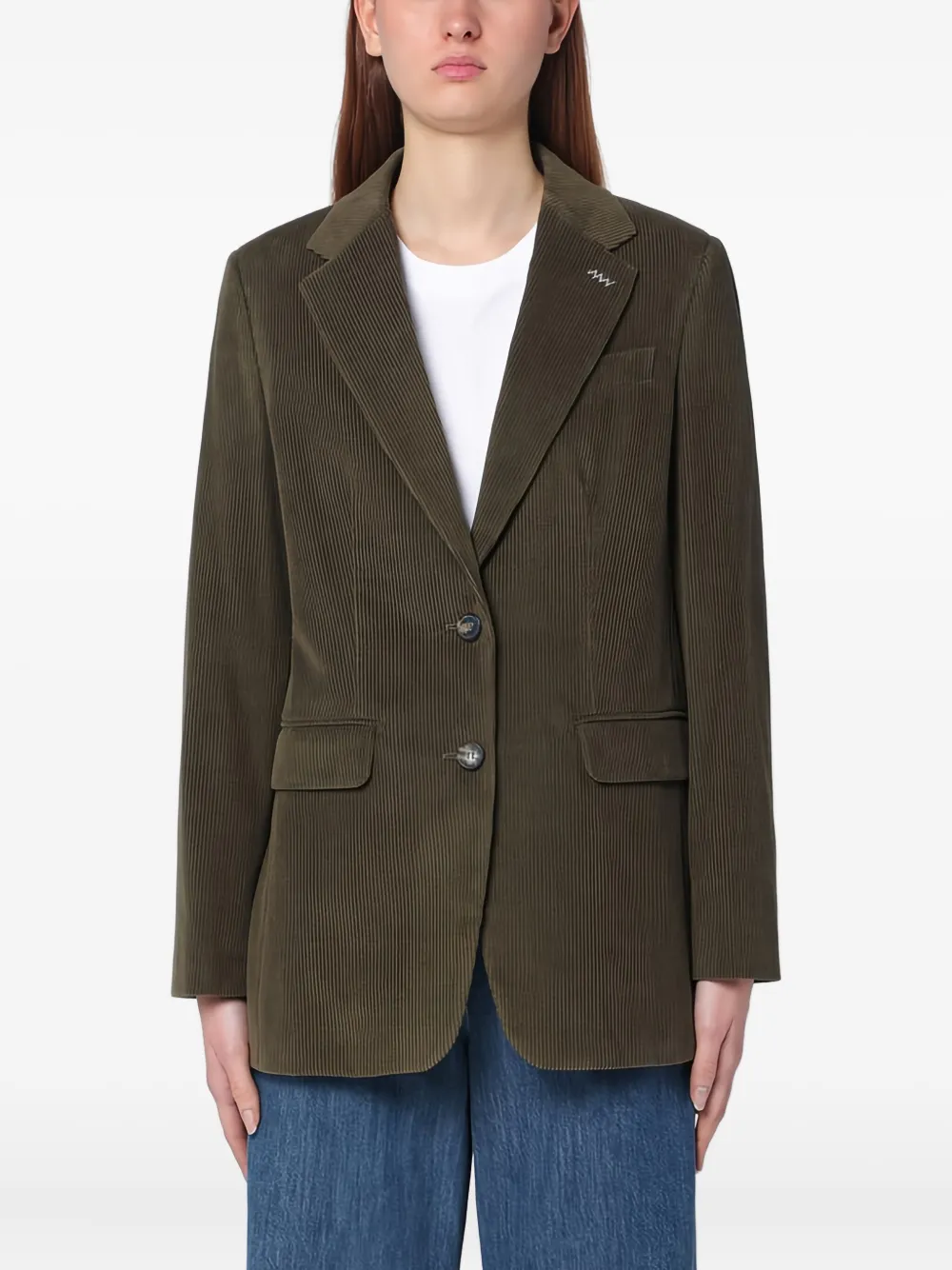 Max Mara Ribfluwelen blazer met enkele rij knopen Groen